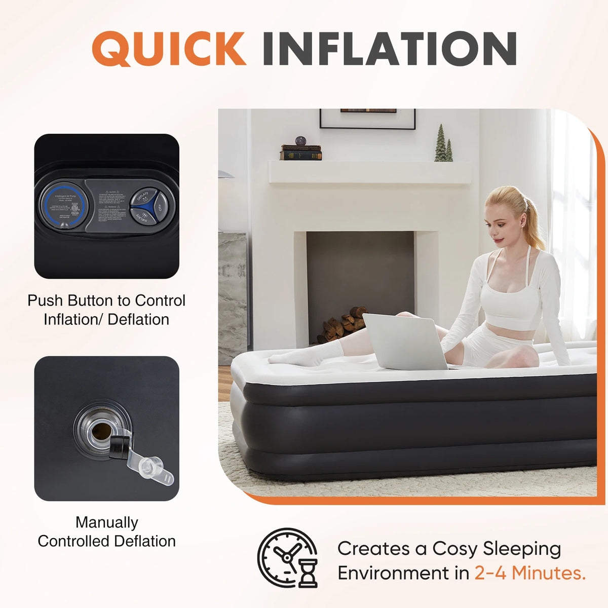 MCQ Air Mattress With Built In Pump And Memory Foam