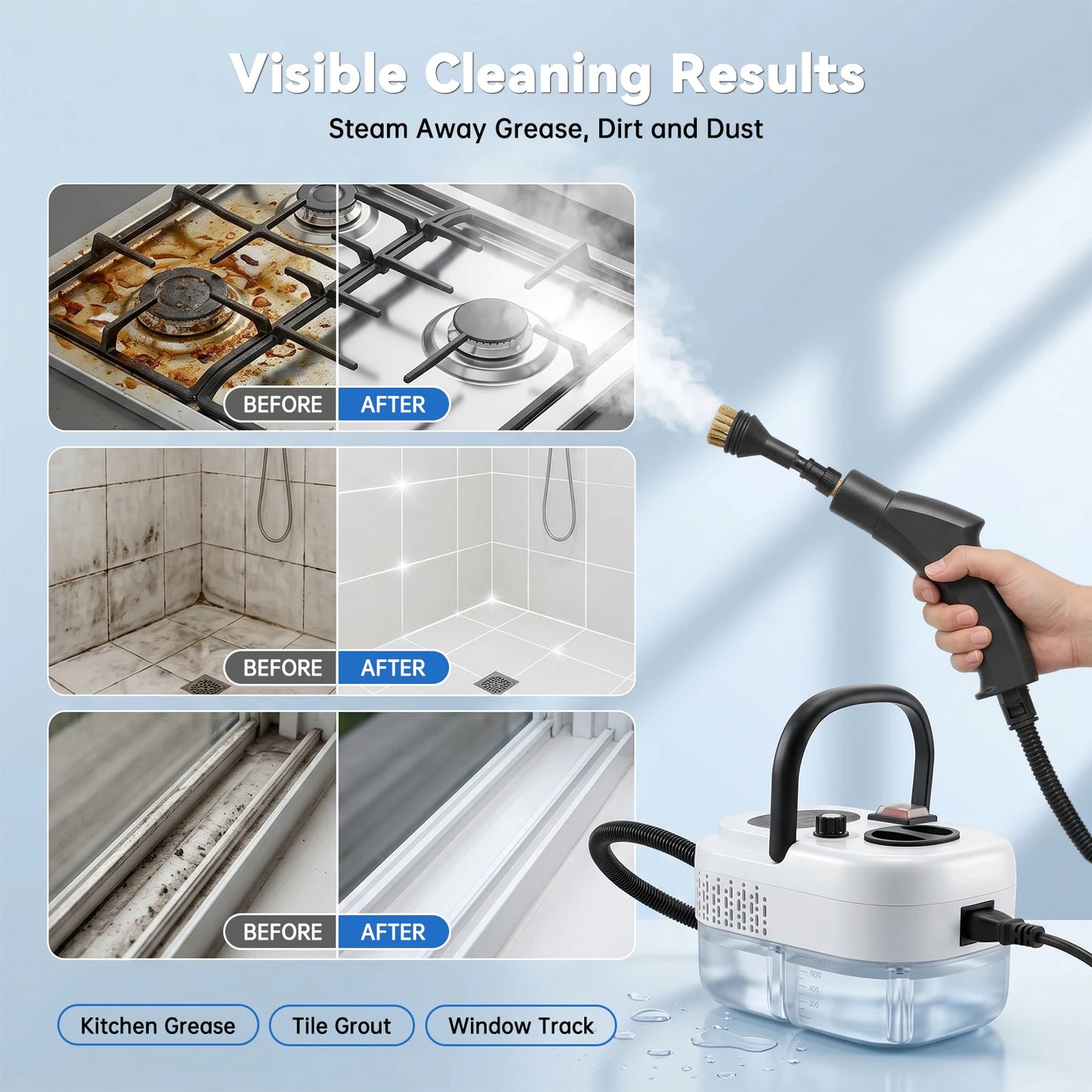 2500W Handheld Steam Cleaner 110V Portable With Accessories