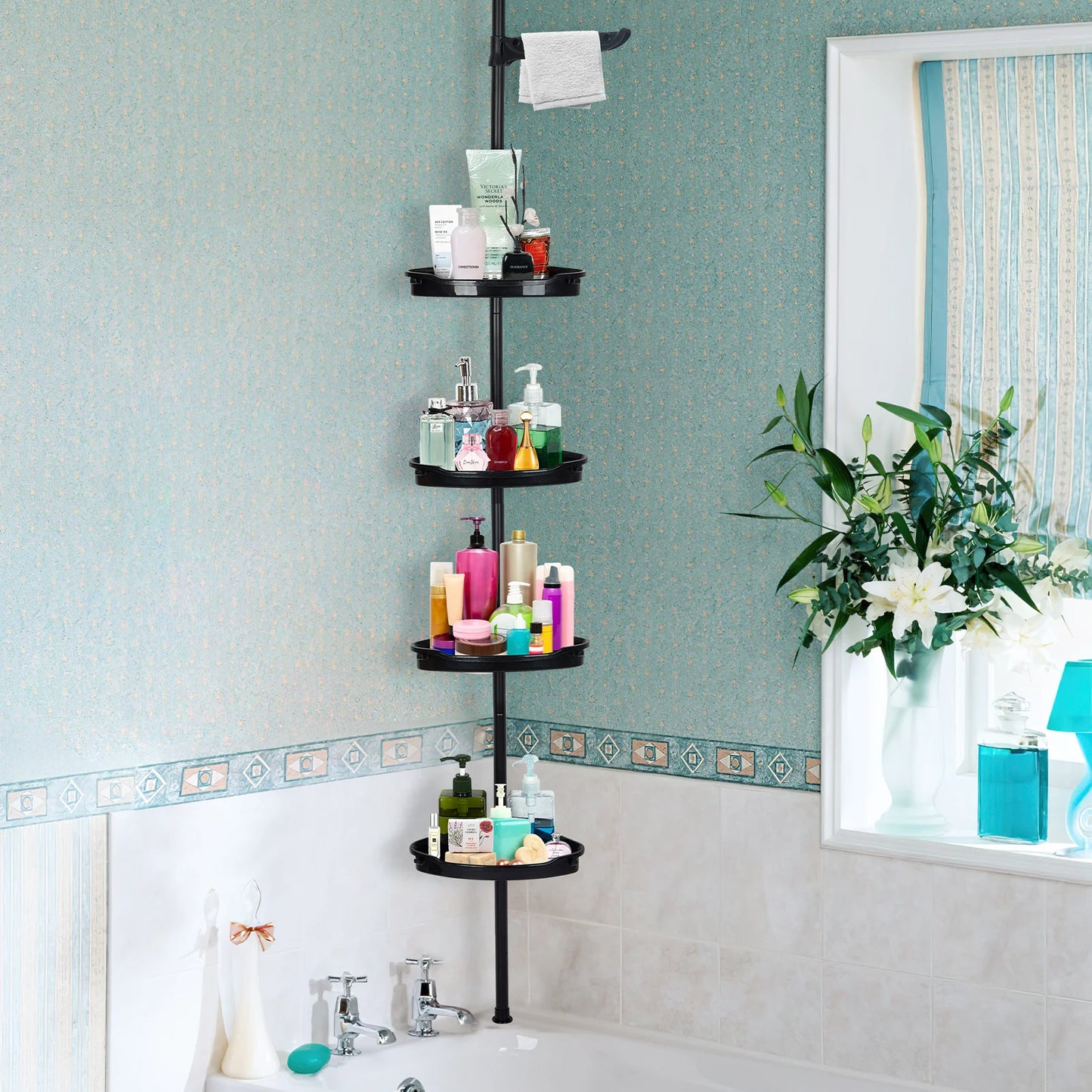 HiMISS Corner Shower Caddy With Tension Pole 4 Tier