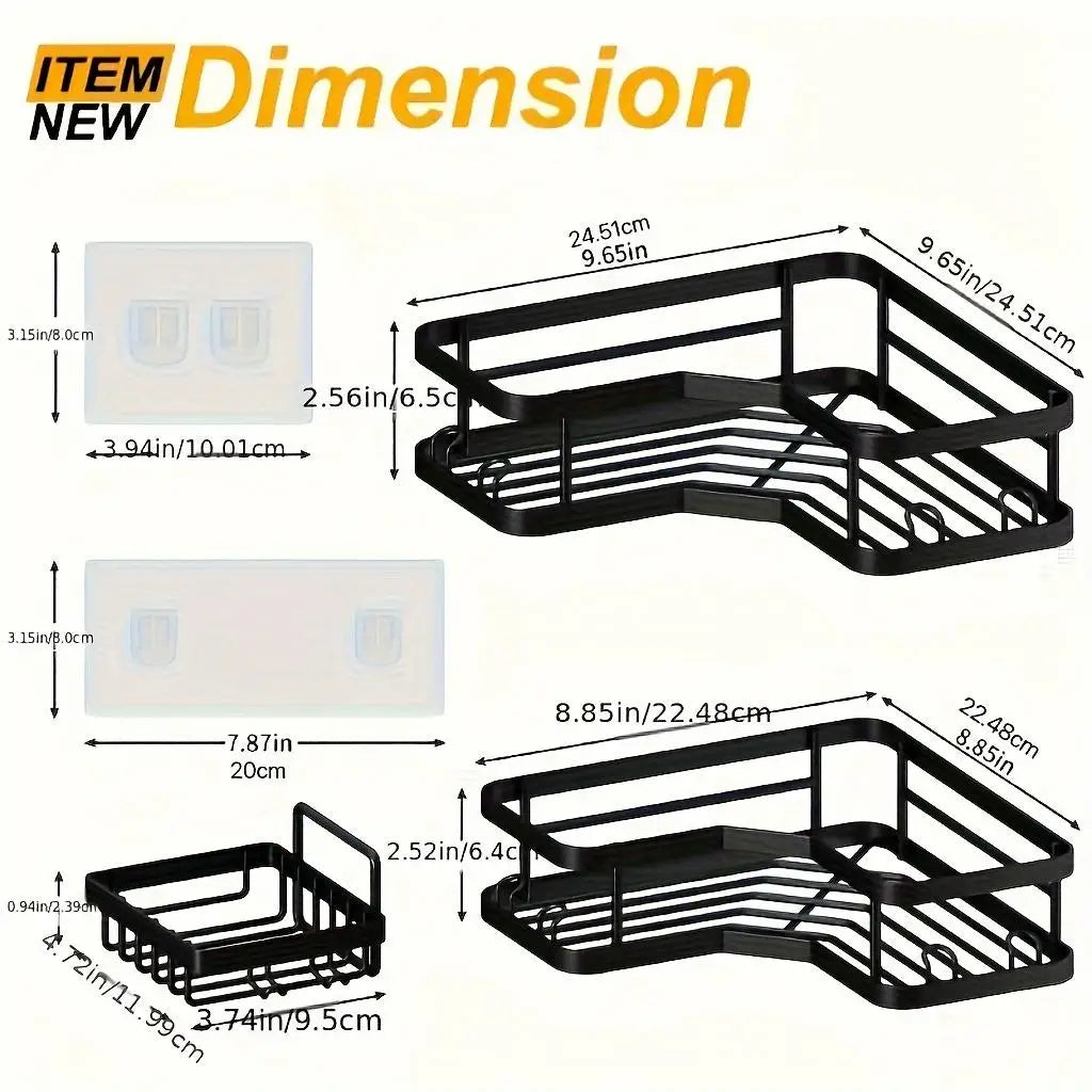 Adhesive Shower Caddy Set, Rustproof Stainless Steel, 5 Pack