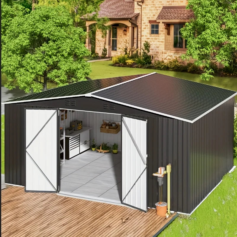 VIWAT Metal Outdoor Storage Shed With Lockable Door