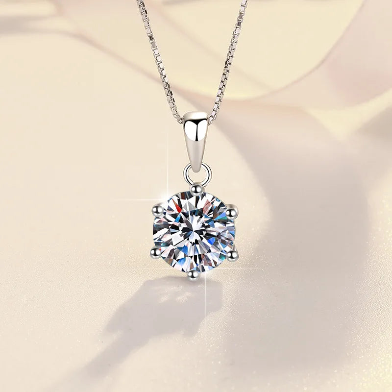 Genuine Moissanite Pendant Necklace in Sterling Silver