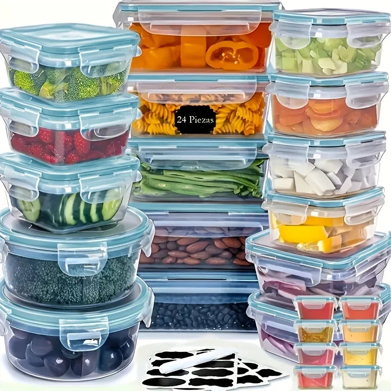 48Pcs BPA Free Food Storage Set With Airtight Containers