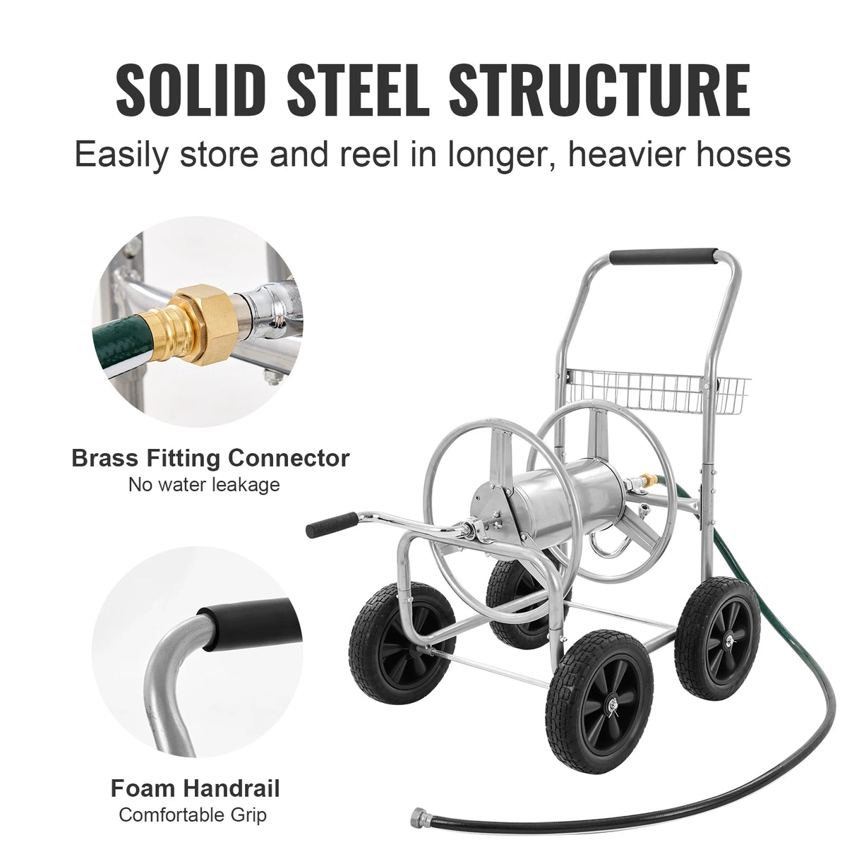 SucceBuy Heavy Duty Garden Hose Reel Cart for Yard Use