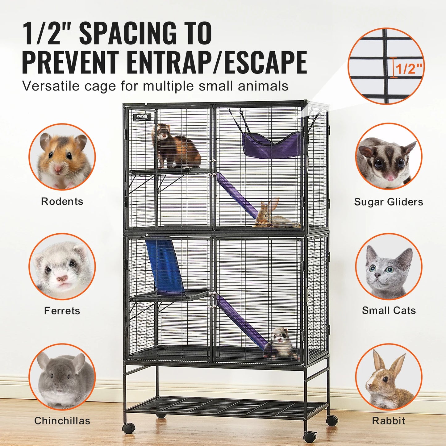 SucceBuy Rolling Metal Ferret Cage 4 Tier Critter Nation