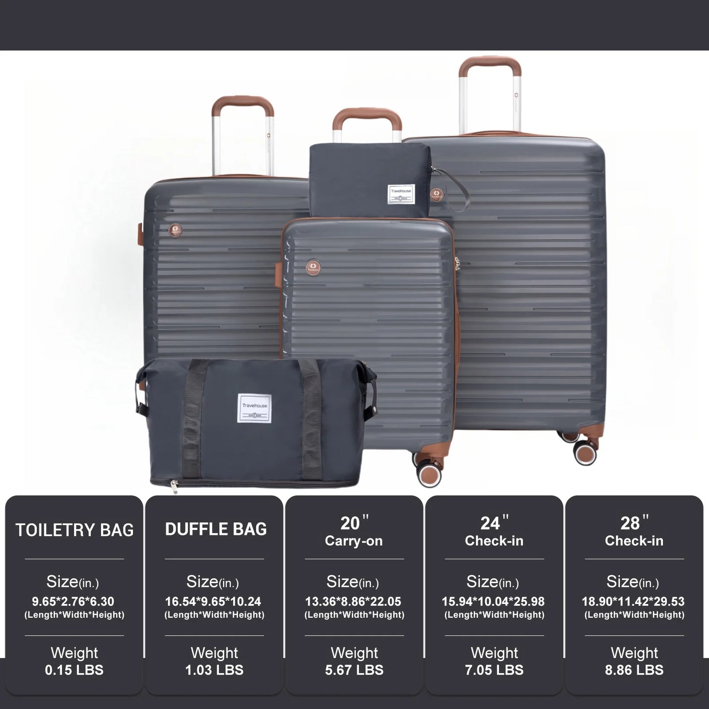 Travelhouse Luggage Set 3 Piece Spinner Wheels TSA Lock