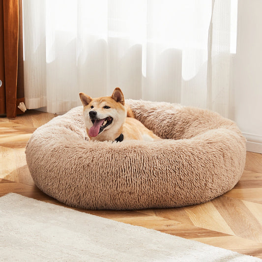 JHK Calming Dog Bed Anti Slip Washable Plush Faux Fur