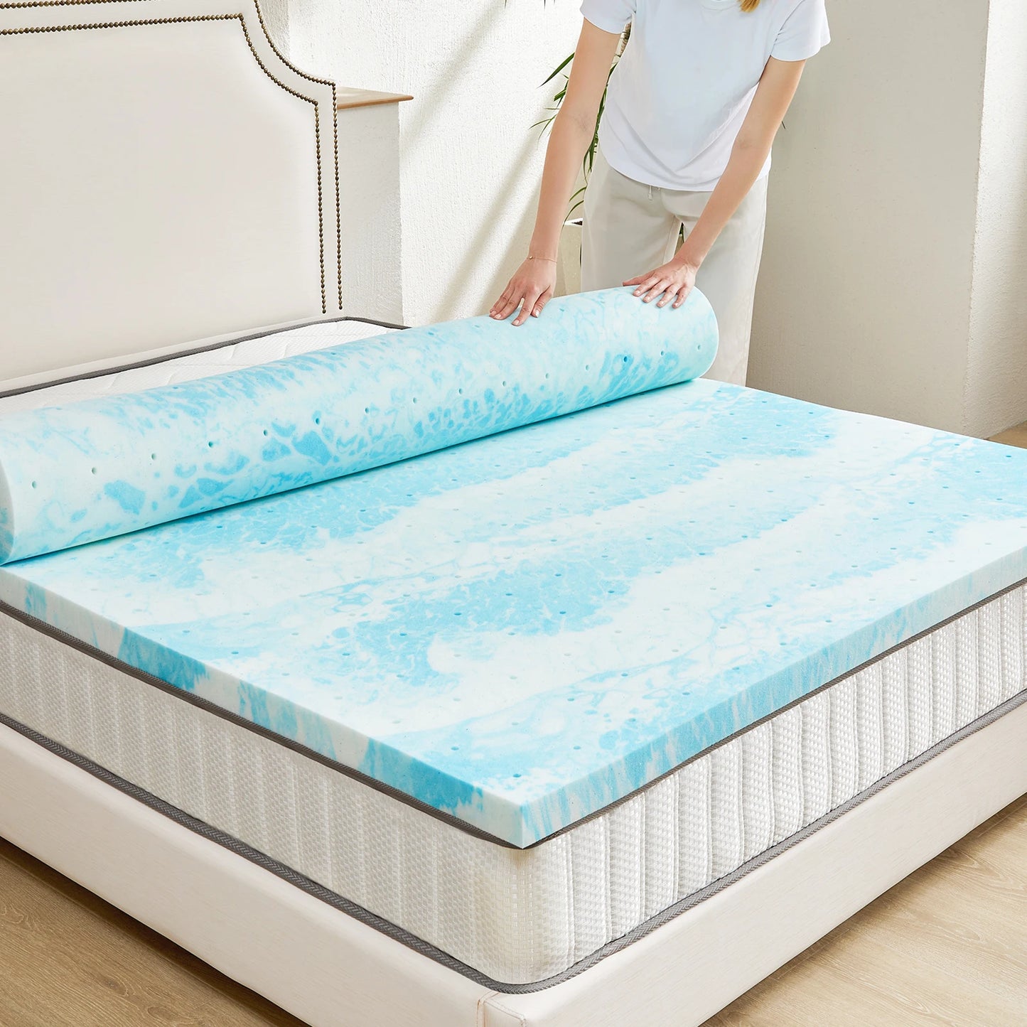 JHK Gel Cooling Memory Foam Mattress Topper