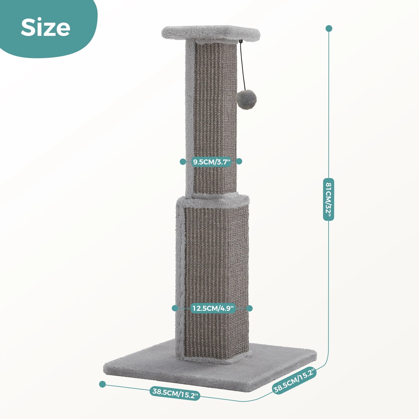 PAWZ Road Large Indoor Cat Scratching Post With Sisal Ball