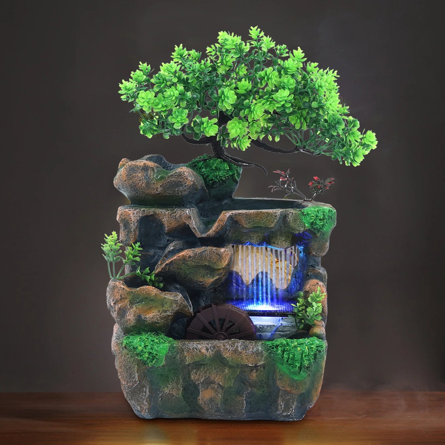 Indoor Room Fountain With Color Changing LED Waterfall Decor