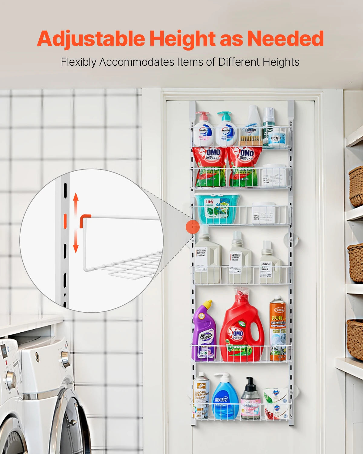 SucceBuy Adjustable Over The Door Pantry Rack