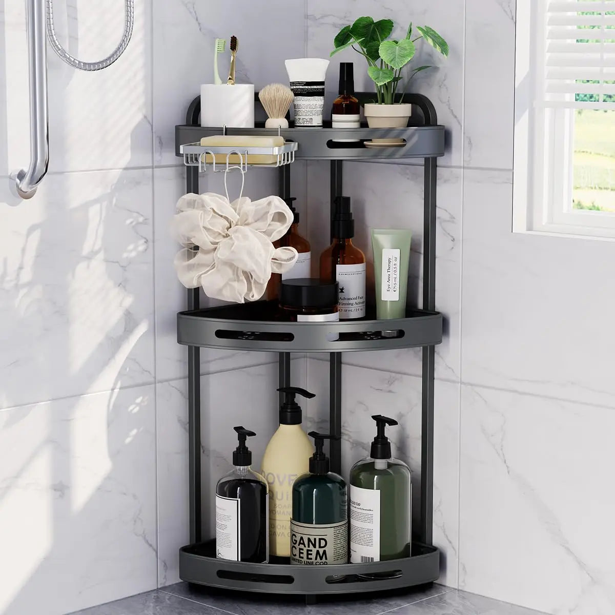 Three-Tier Corner Shower Organizer Rust-Resistant Soap Dish