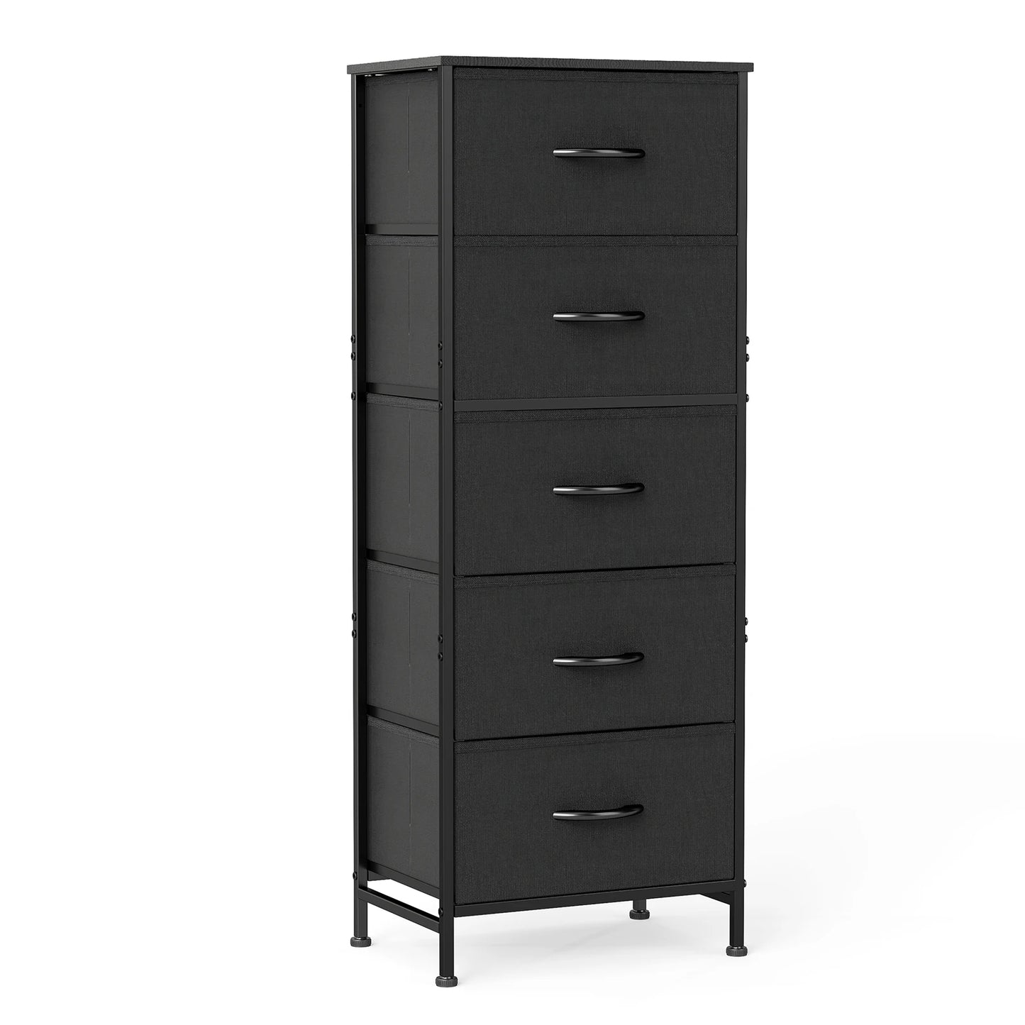 JHK Five Drawer Dresser With Fabric Drawers And Steel Frame