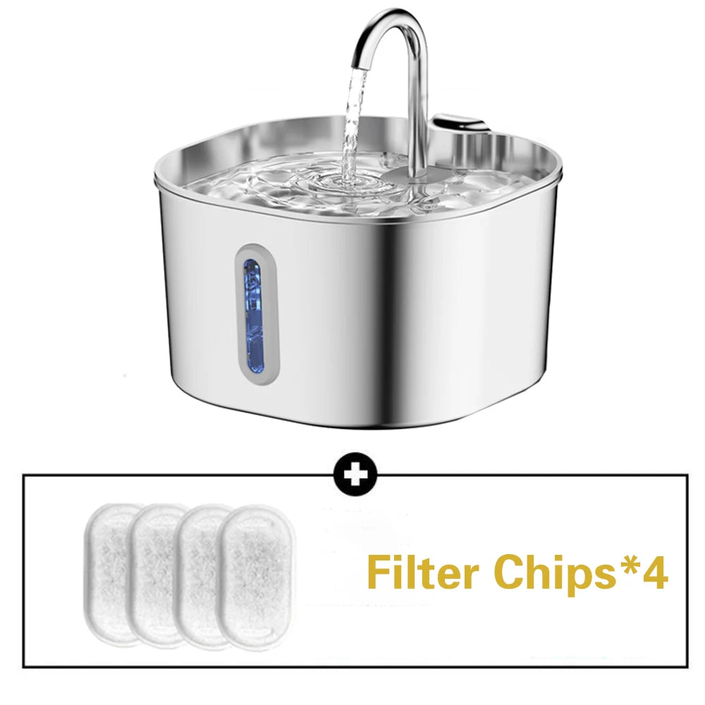 Silent Stainless Steel Pet Water Fountain For Cats And Dogs