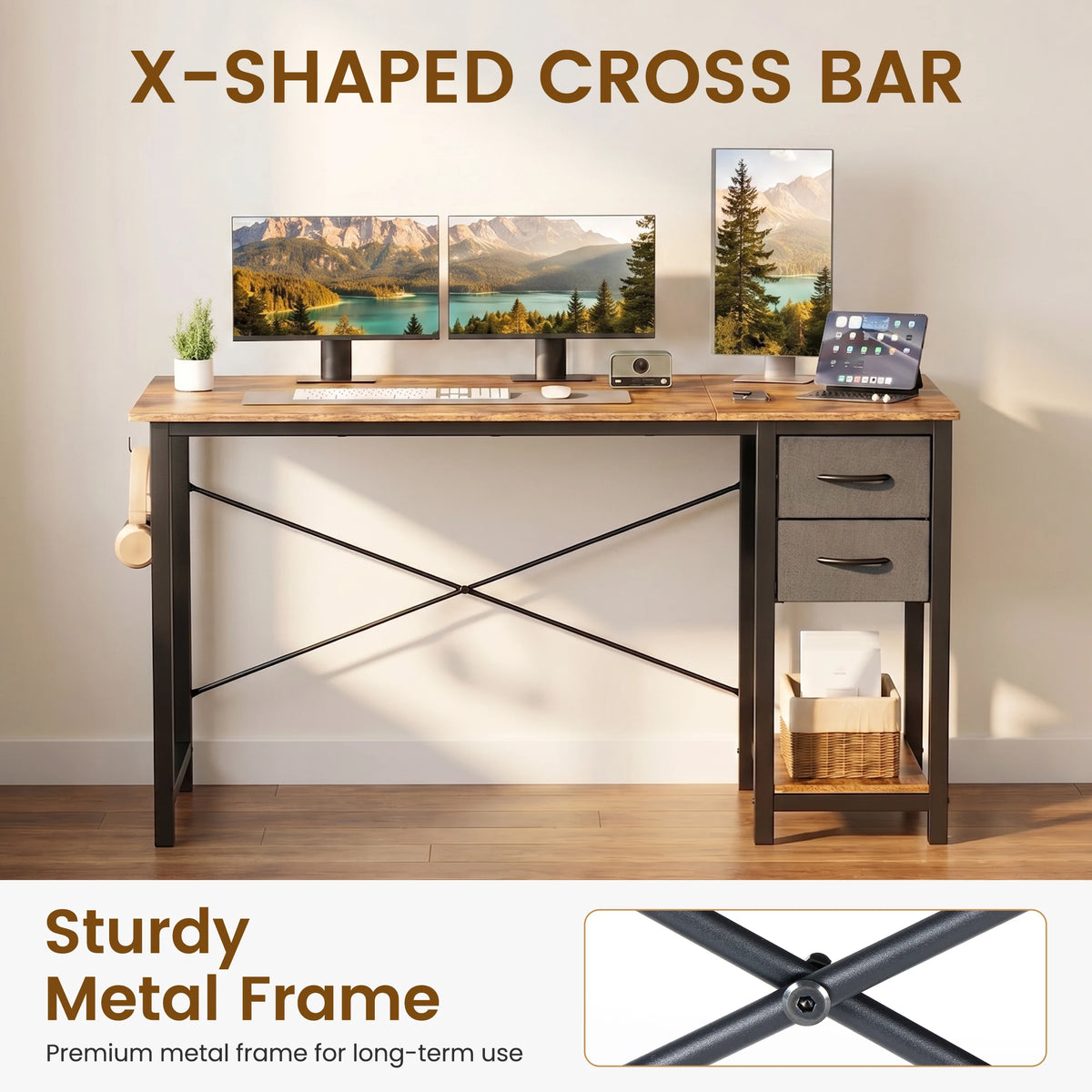 MCQ Standing Office Desk With Drawers And Storage