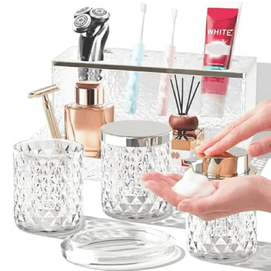 Glass Bathroom 5Pcs Crystal Set Foaming Soap Dispenser