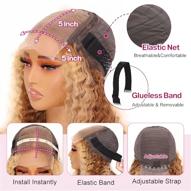 Smilegirl Deep Wave Bob Wig Human Hair Lace Front