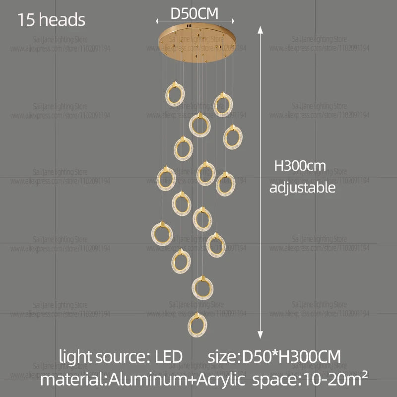 Campeggi LED Circular Chandelier Pendant Light Living Room