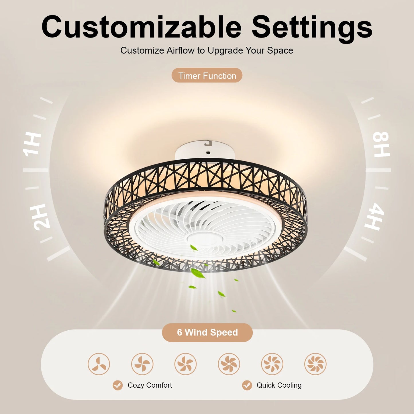 Ceiling Fan Light With Remote Control, Quiet Operation