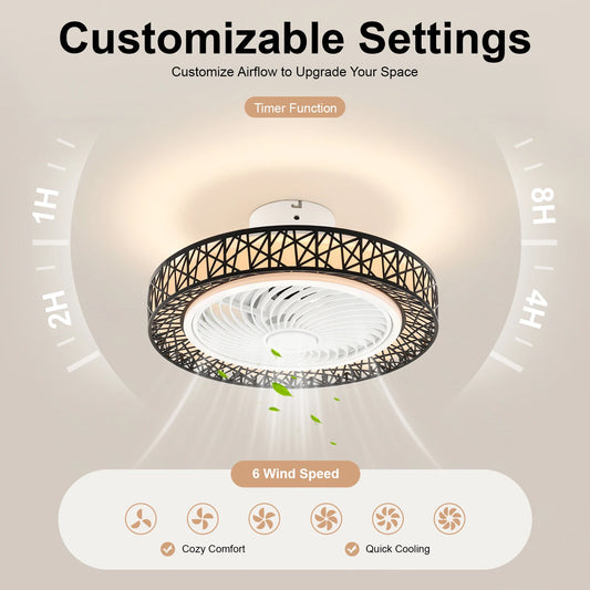 Ceiling Fan Light With Remote Control, Quiet Operation