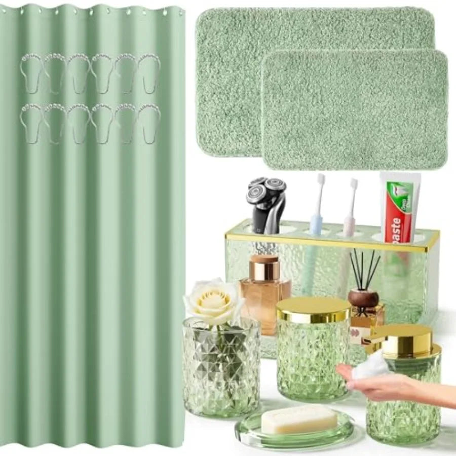 Glass Bathroom 5Pcs Crystal Set Foaming Soap Dispenser
