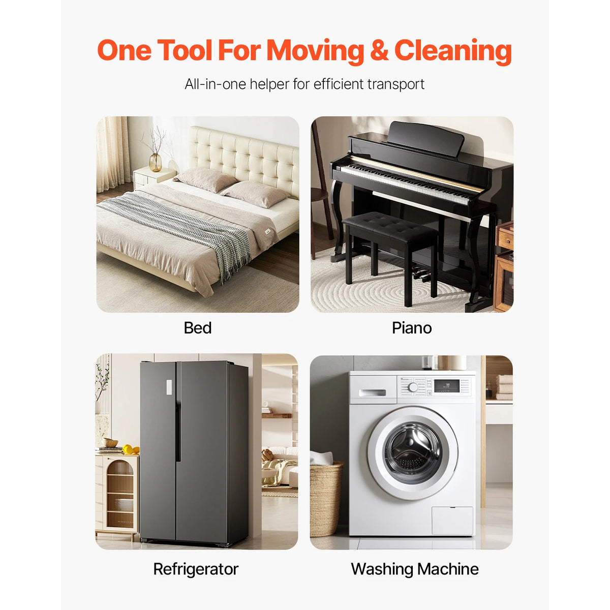 SucceBuy 4pcs Furniture Dolly Movers with Triangle Swivel Caster & 3 Wheels Fridge Lift Mover Tool Set for Home Appliances Sofa