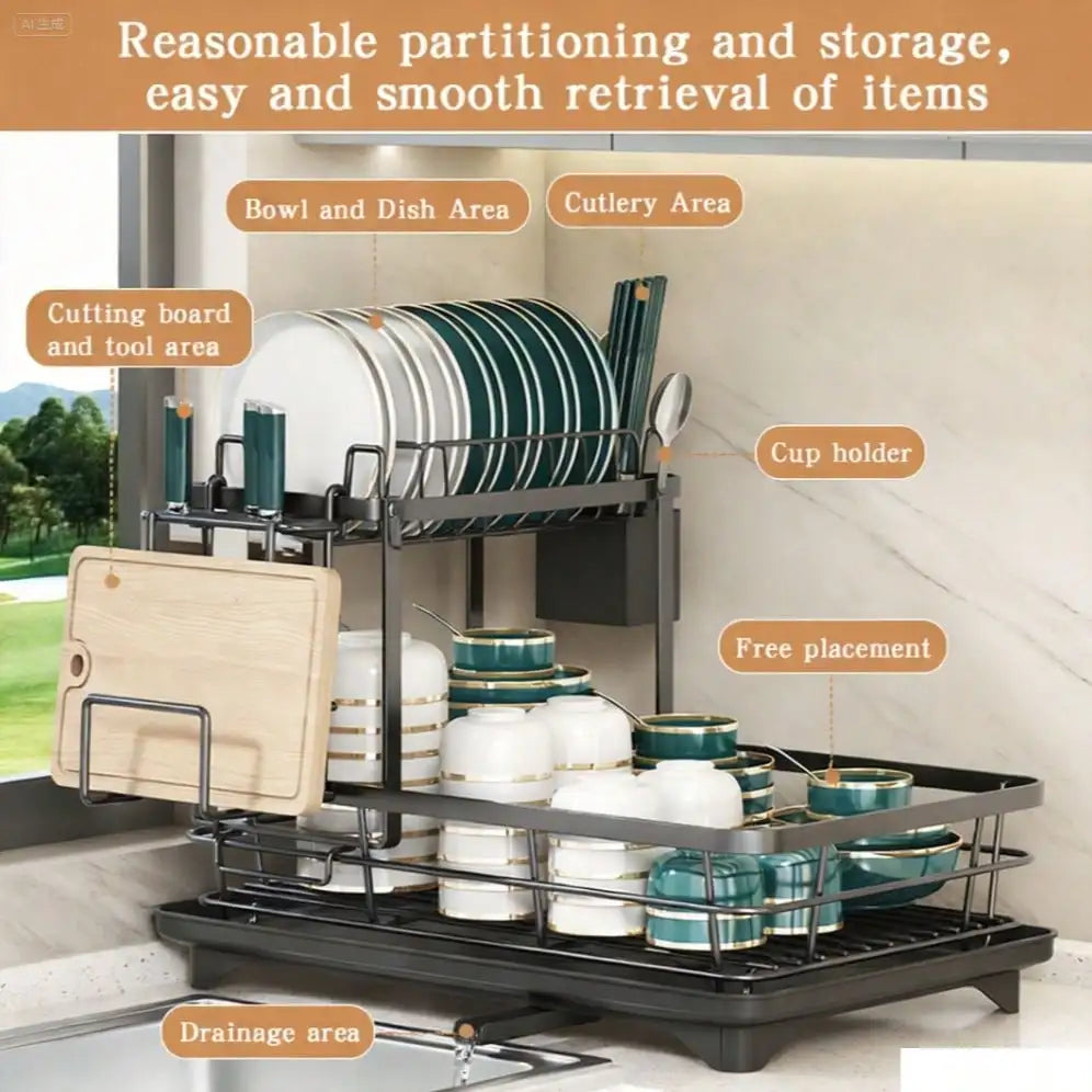 Carbon Steel Double Layer Cutlery Drain Rack