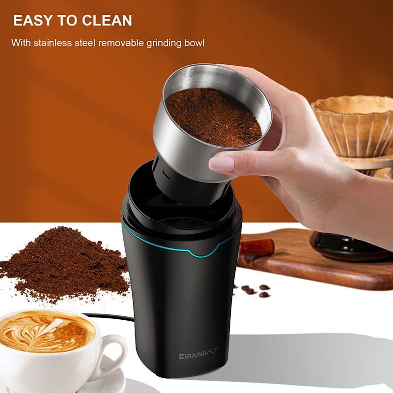 KIRAINAFLY Coffee Grinder With Removable Stainless Cup 300W