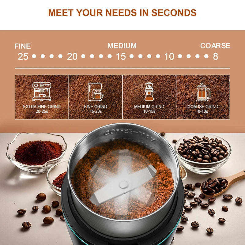 KIRAINAFLY Coffee Grinder With Removable Stainless Cup 300W
