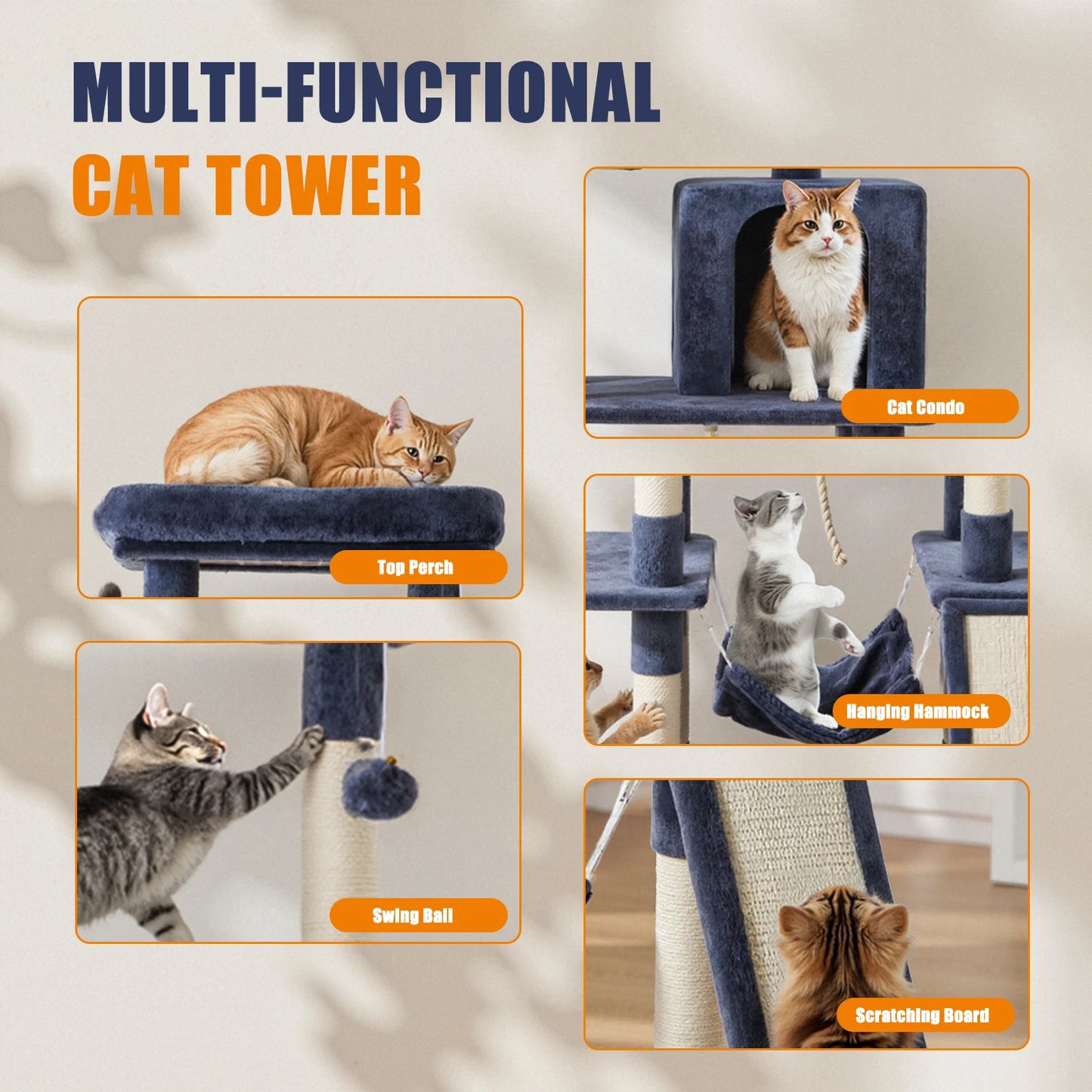 JHK Cat Tree Tall Multi Level Climbing Tower for Cats