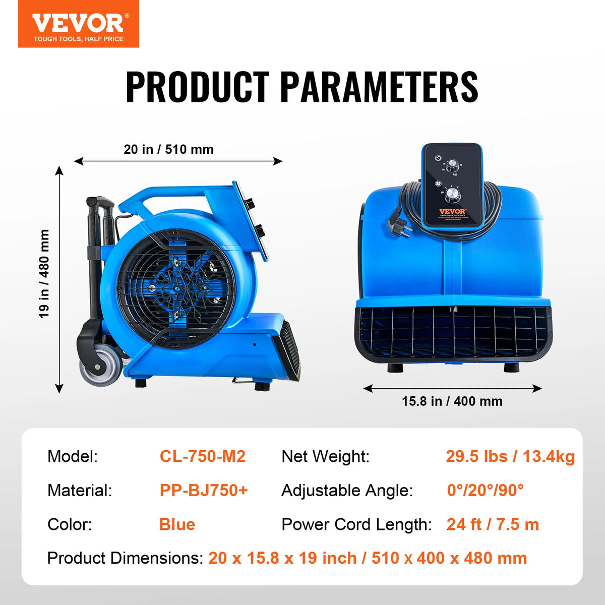 SucceBuy Portable Floor Blower Air Mover for Drying