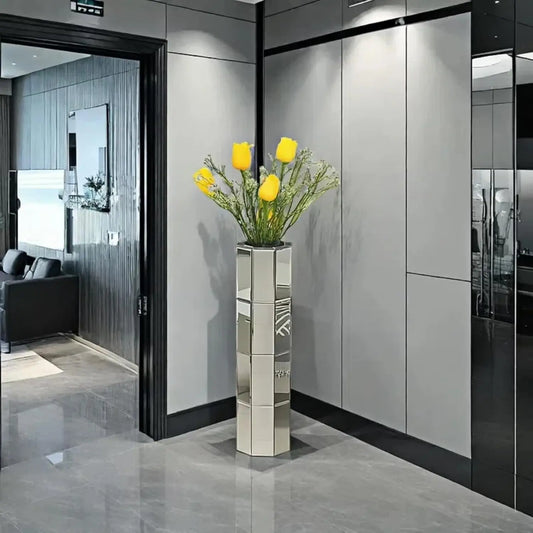 Mirrored Floor Vase For Modern Home Decor