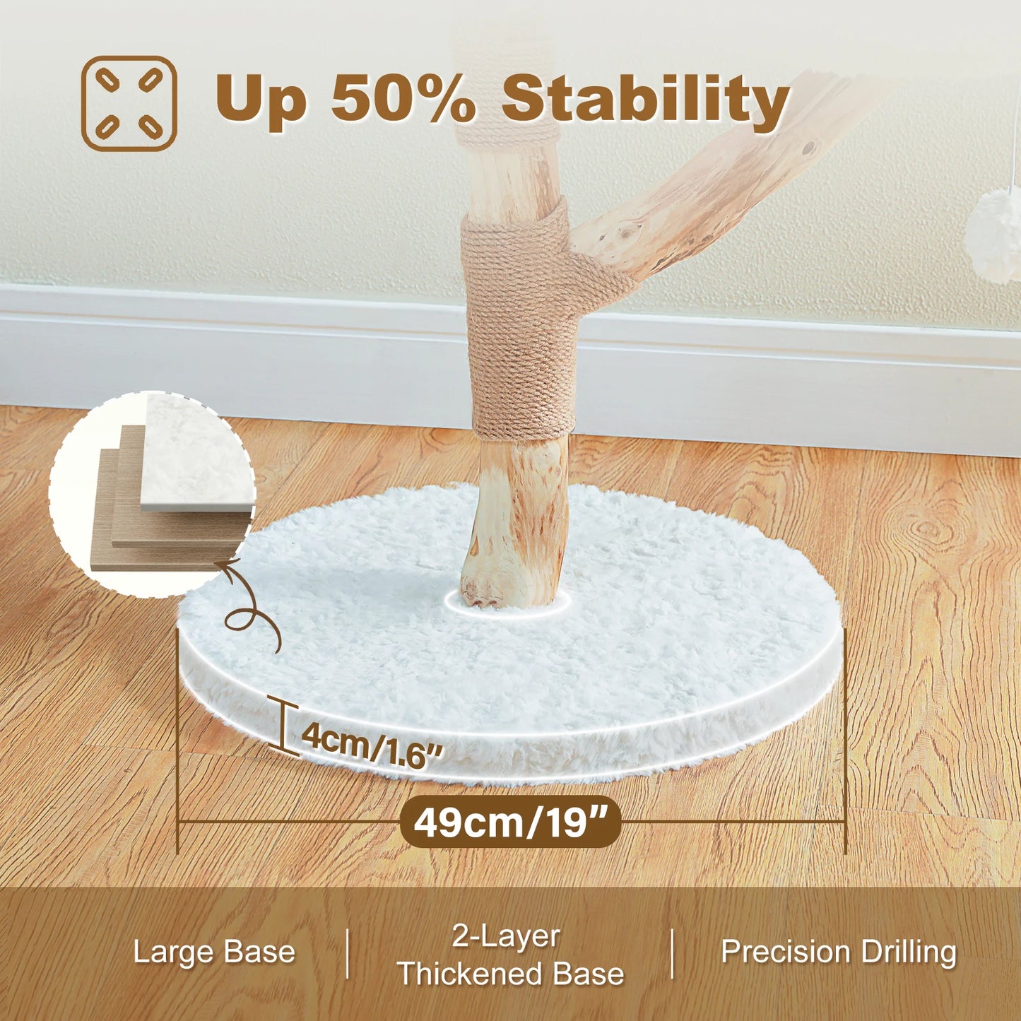 PAWZ Road Modern Cat Tree Tower With Natural Wood Scratching