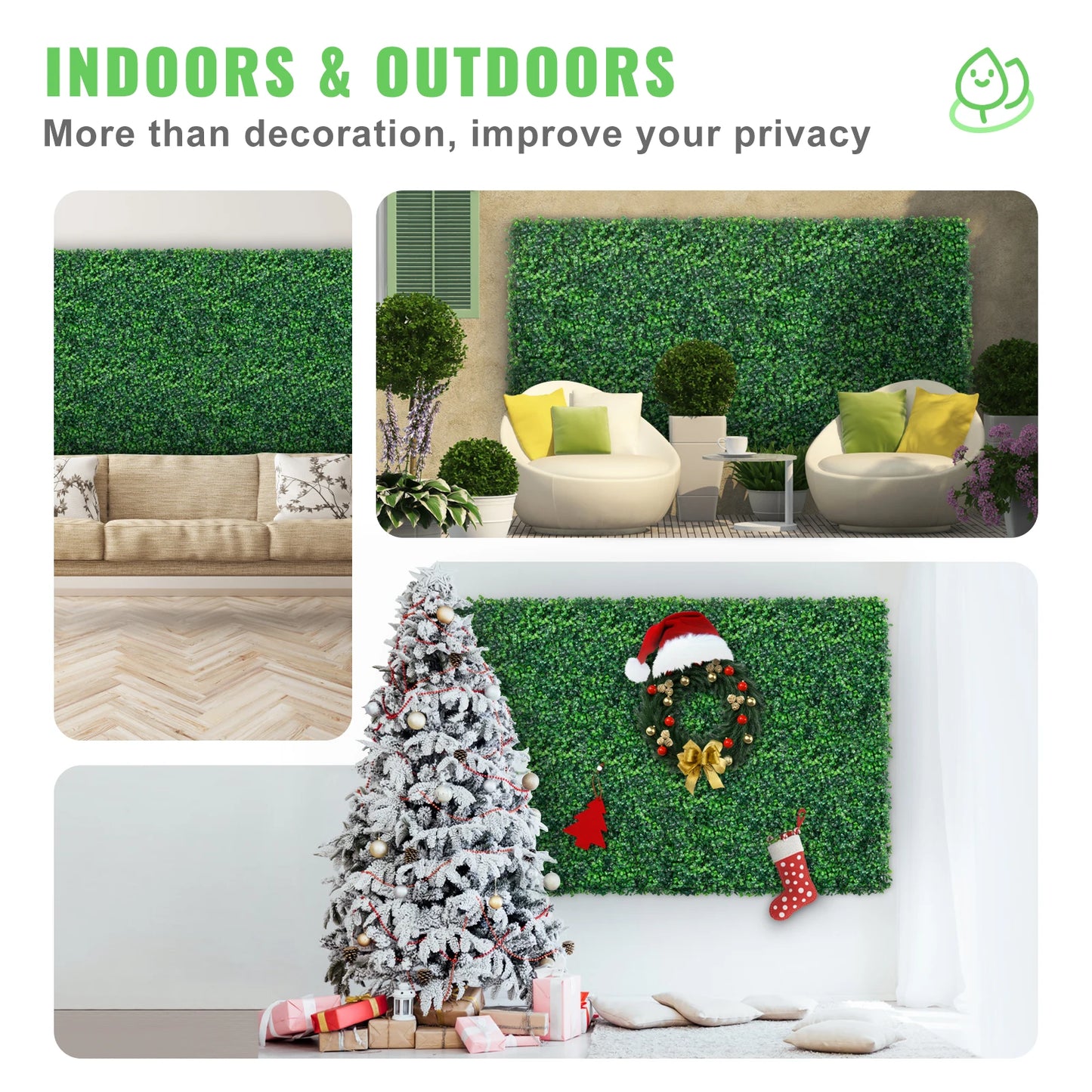 SucceBuy Boxwood Hedge Wall Panels Artificial Grass Backdrop