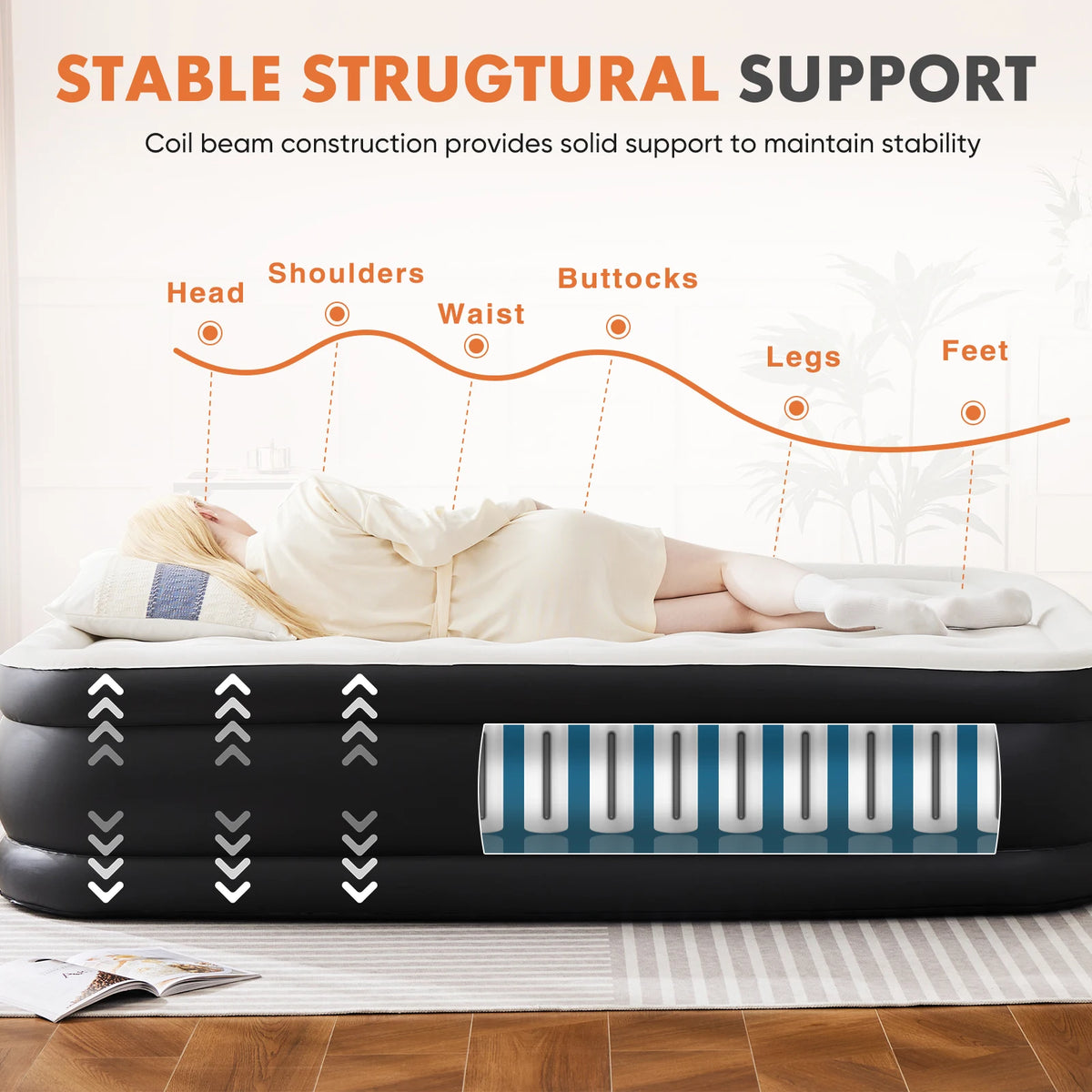 MCQ Air Mattress With Built In Pump And Memory Foam