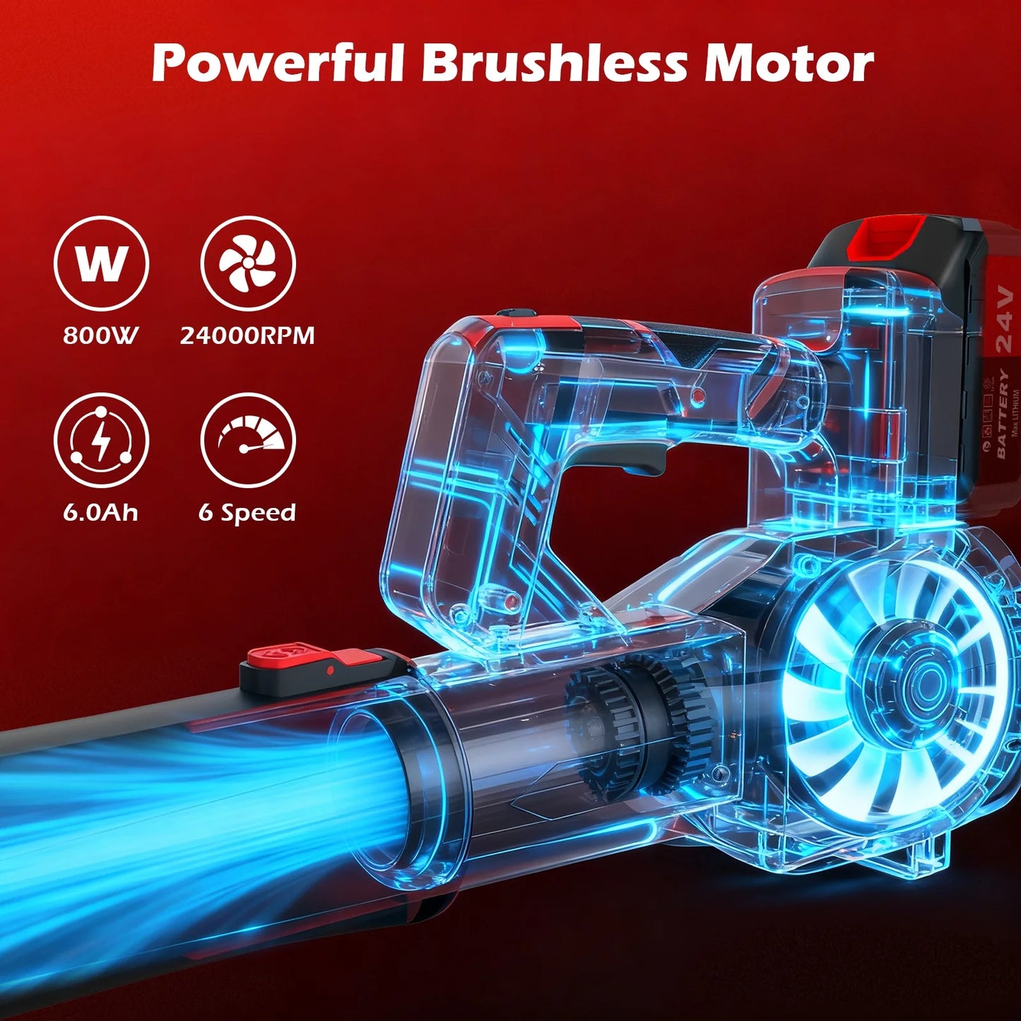 21V Cordless Leaf Blower 680 CFM Brushless 6 Speed