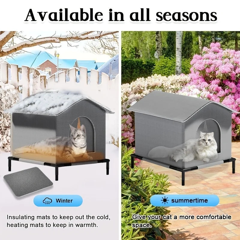 CWV Outdoor Cat House With Mat Waterproof Shelter