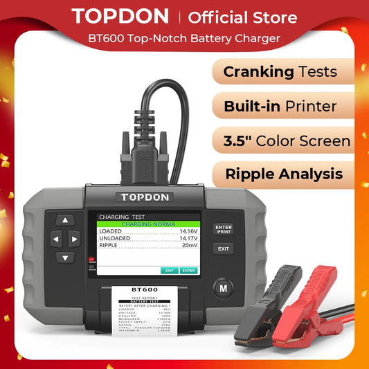 TOPDON BT600 Automotive Battery Tester With Thermal Printer