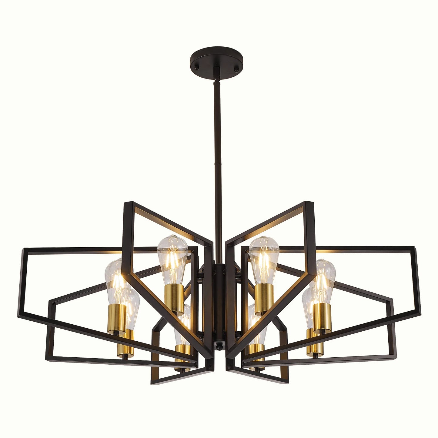 Geometric 8-Light Chandelier With Adjustable Height Pendant