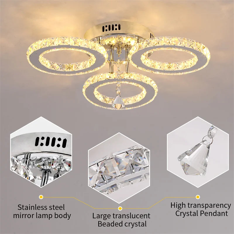 GreeLustr Modern Led Crystal Ceiling Chandelier