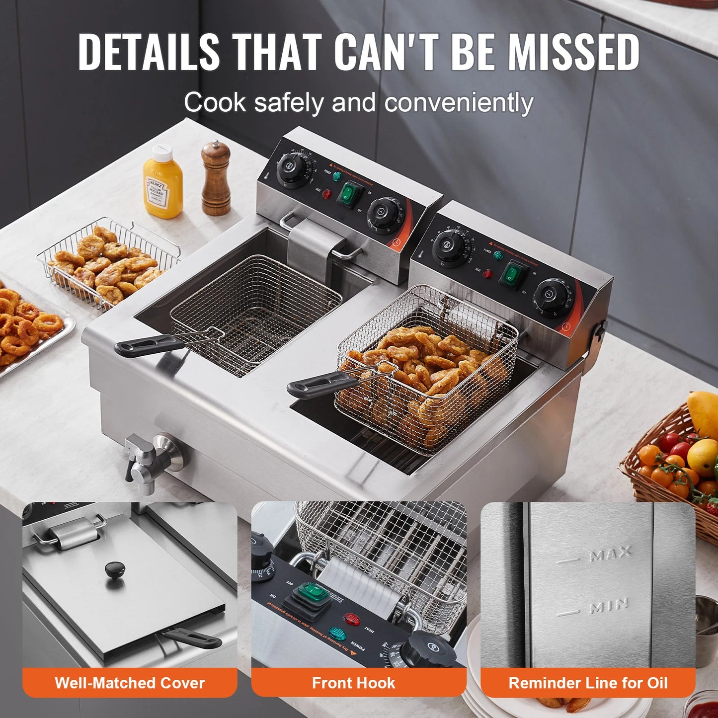 SucceBuy Dual Tank Electric Deep Fryer For Commercial Use