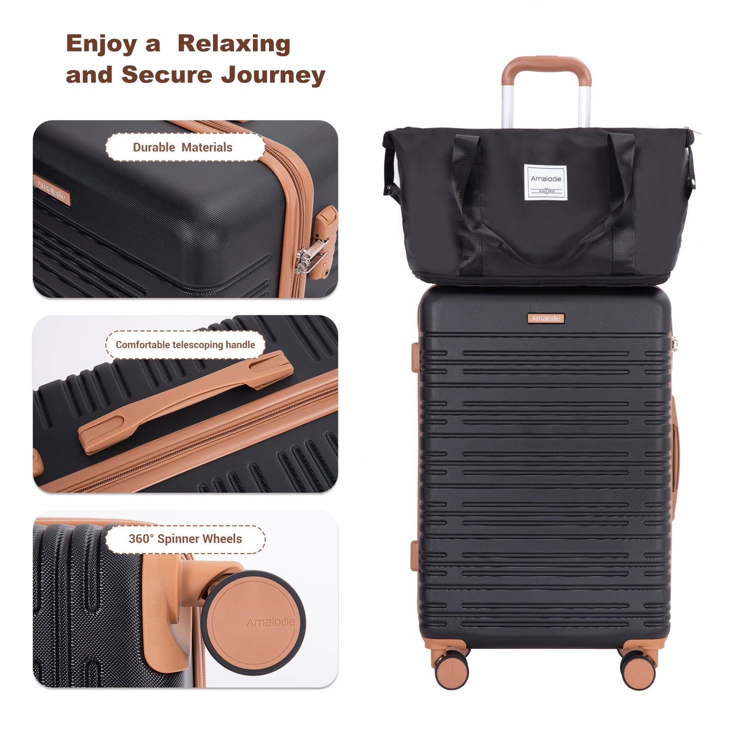 Luggage Sets 6 Piece,Suitcases with Double Spinner Wheels and TSA Lock,Hardcase 6 set 16/20/24/28 Luggage  with Travel Duffle Bag
