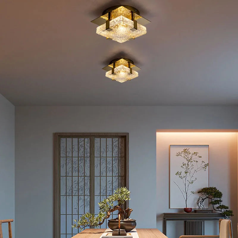 IWP Modern Crystal Ceiling Lamp Gold Finish