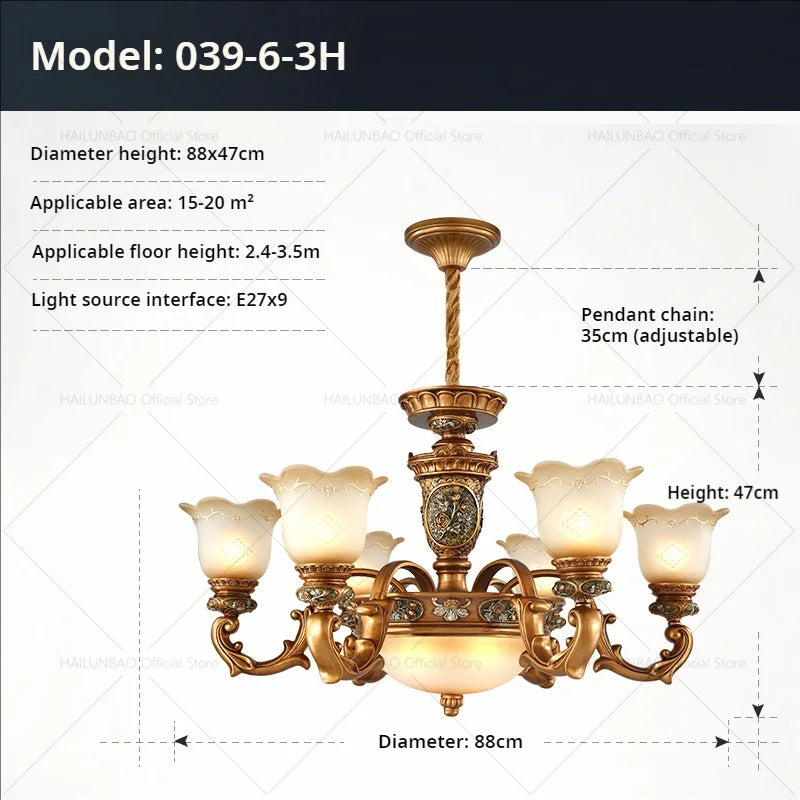 HAILUNBAO European Retro Atmospheric Chandelier Pendant Lamp