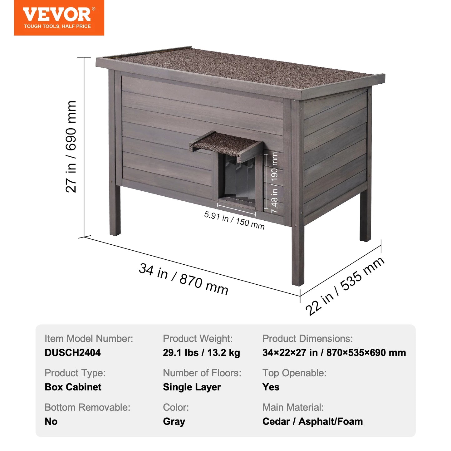 SucceBuy Outdoor Cat House Weatherproof Wooden Shelter