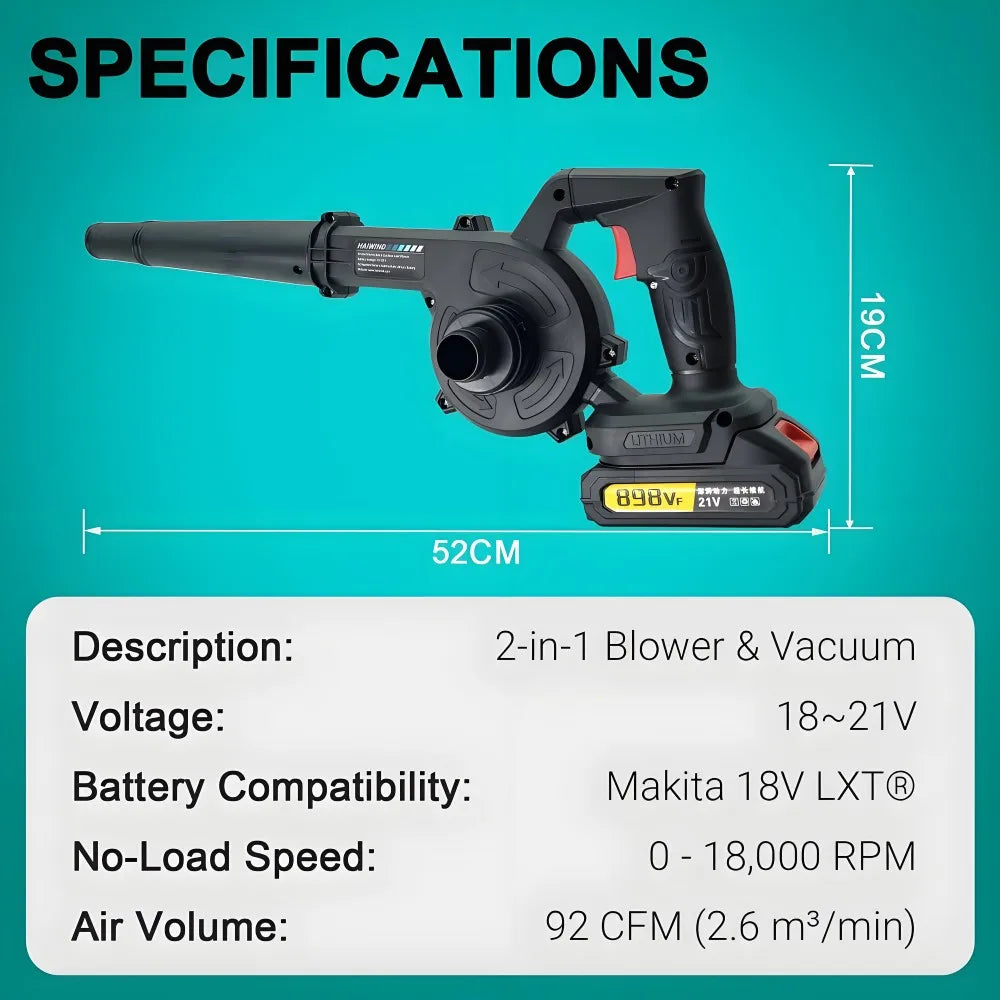 HAIWIND 18V Cordless 2 In 1 Air Blower Vacuum Cleaner
