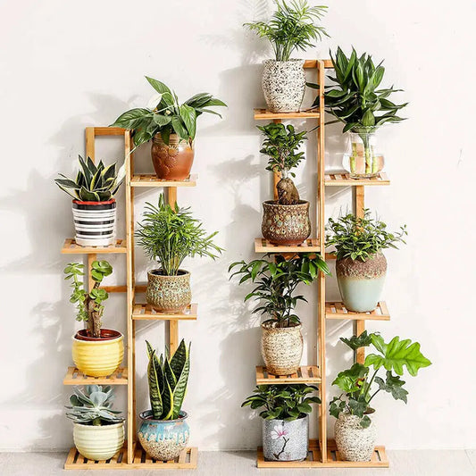 Bamboo 6 Tier Plant Stand Rack Indoor Outdoor Display