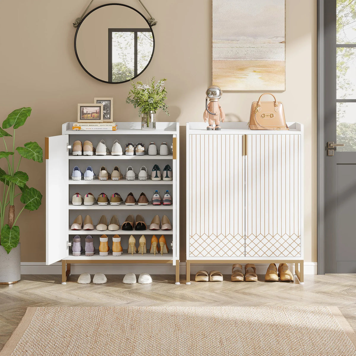 Tribesigns Five Tier Shoe Storage Cabinet With Doors