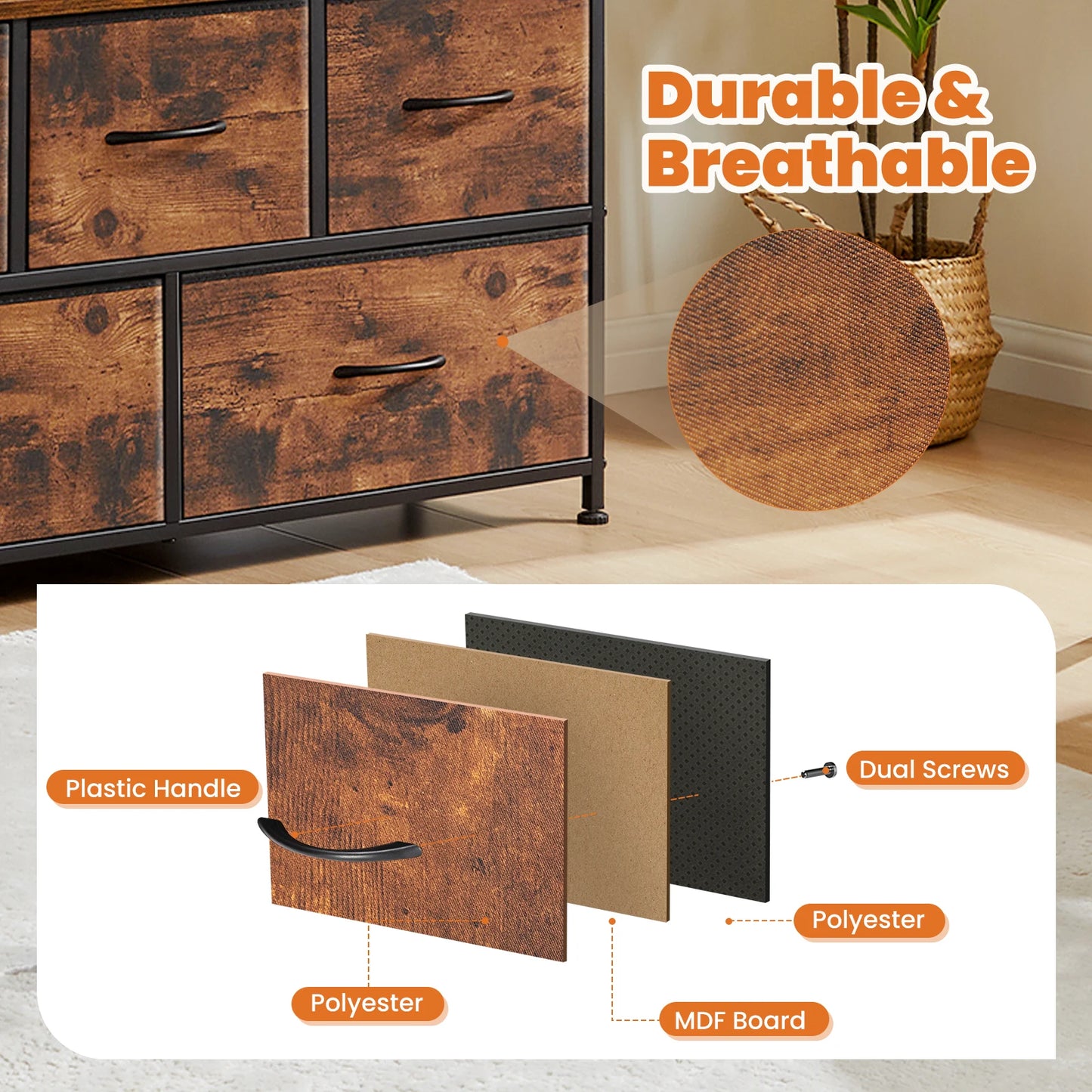 JHK 5 Drawer TV Stand Shoe Cabinet Storage