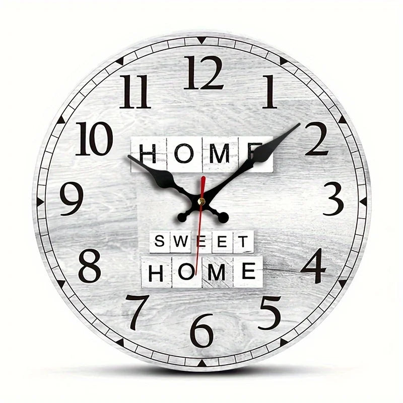 XMSJ Chic Round Wooden Wall Clock Silent Battery Powered